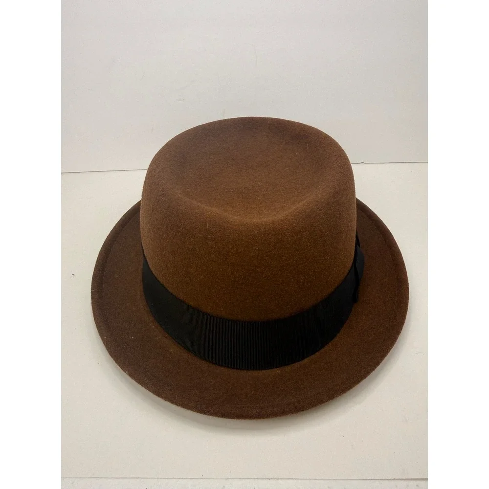 Bailey of Hollywood Darron Pork Pie 100% Wool Lite Felt Brown with Black Ribbon